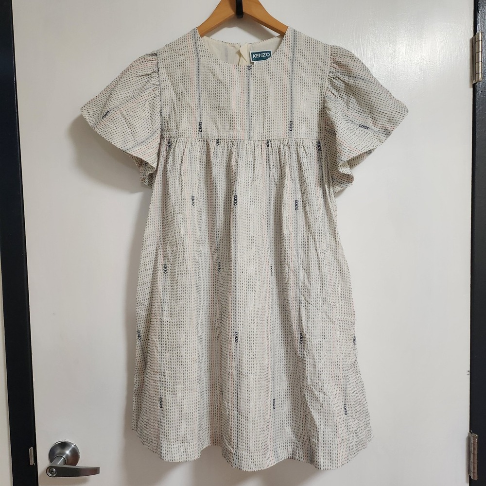 Kenzo Kids Flutter Sleeves Little‎ House On The Prairie Dress Gray Size 12A 150